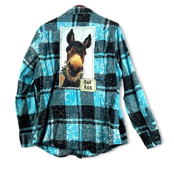 Angry Minnow Mens Donkey Bad Ass Flannel Soft Shirt Sz XL - Picture 3 of 4